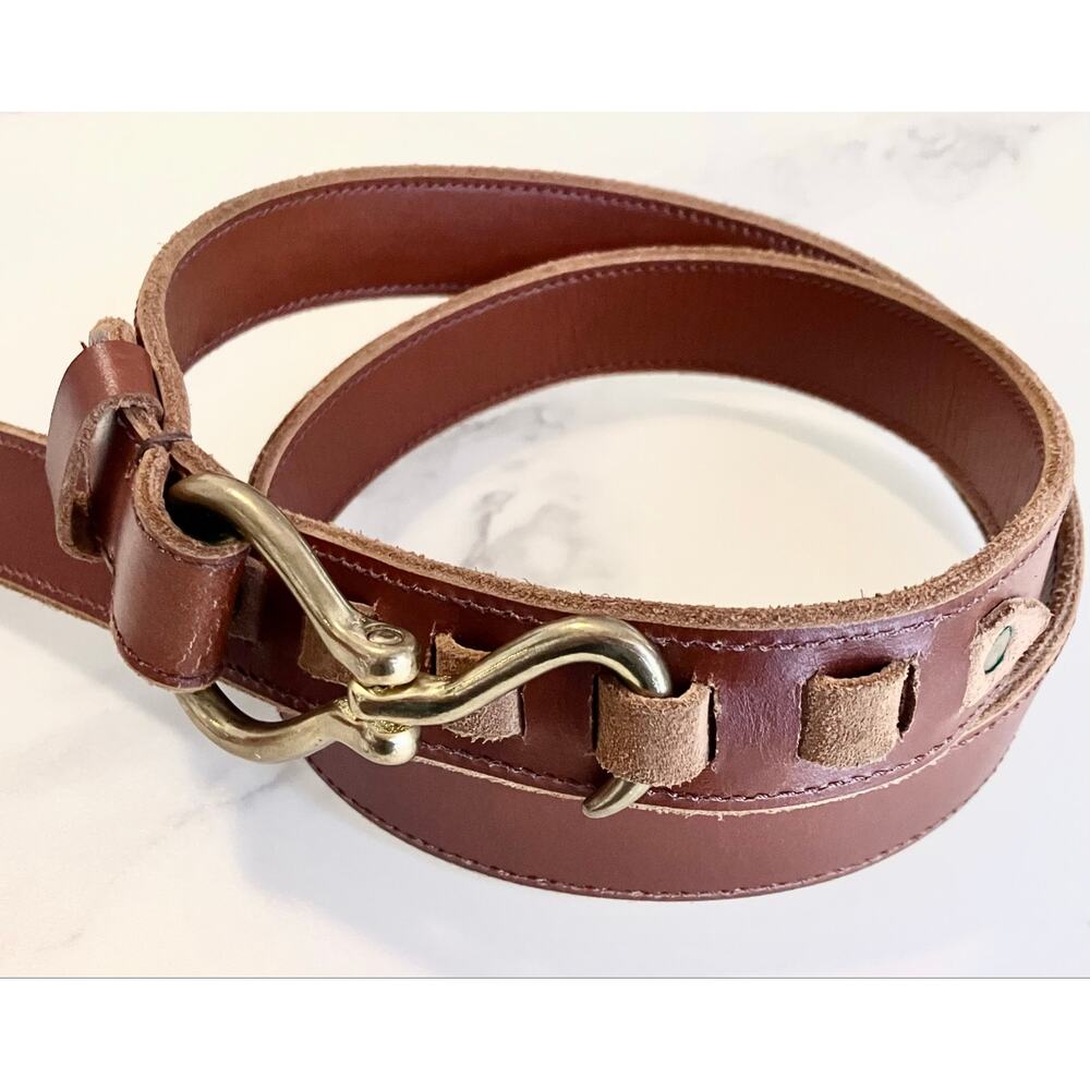 Leather Hoof Pick Belt Brass Hook Buckle Sz 40 Brown Western Equestrian